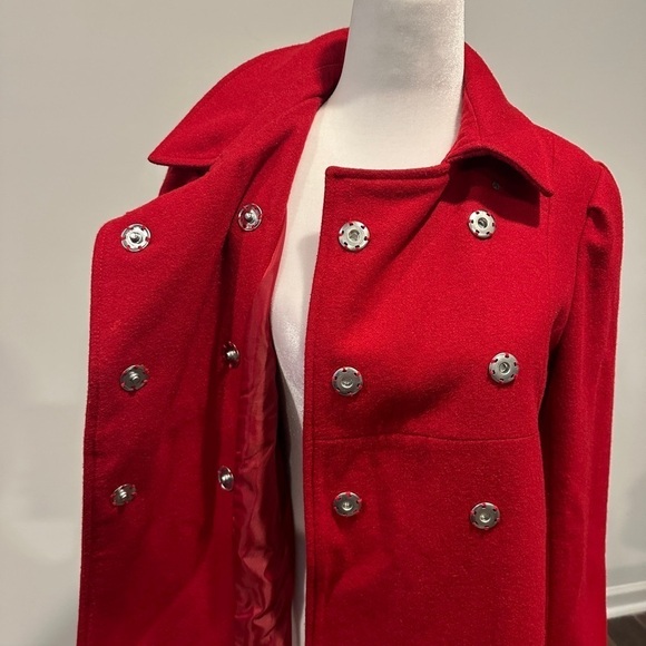 BB Dakota Red Pea Coat - Picture 5 of 8